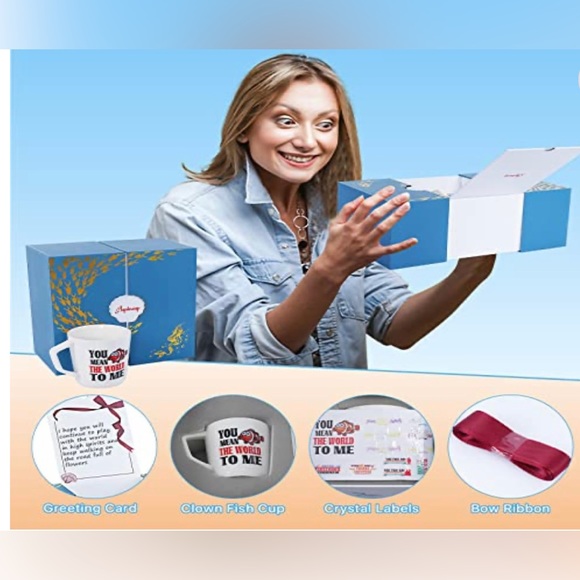 Large 3D Ceramic Coffee Cup with Hand Painted Clownfish Inside - Picture 13 of 14